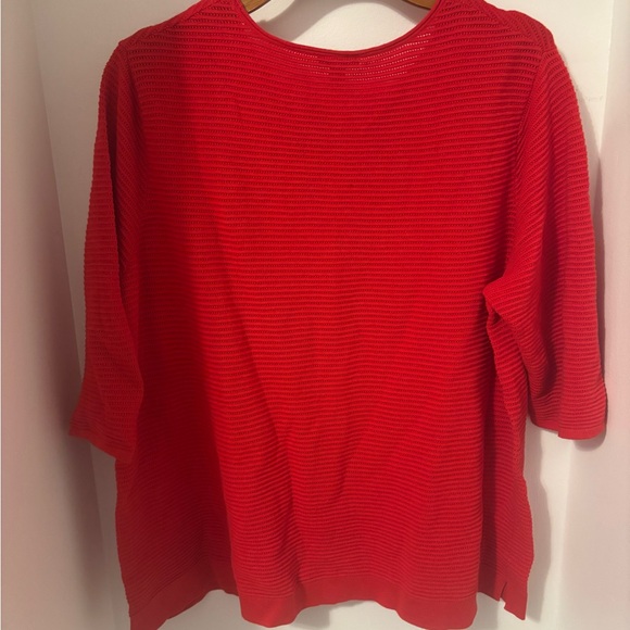 Women’s J. Jill Red 3/4 Sleeve Ribbed Pull Over Top Size 2X - Picture 5 of 9